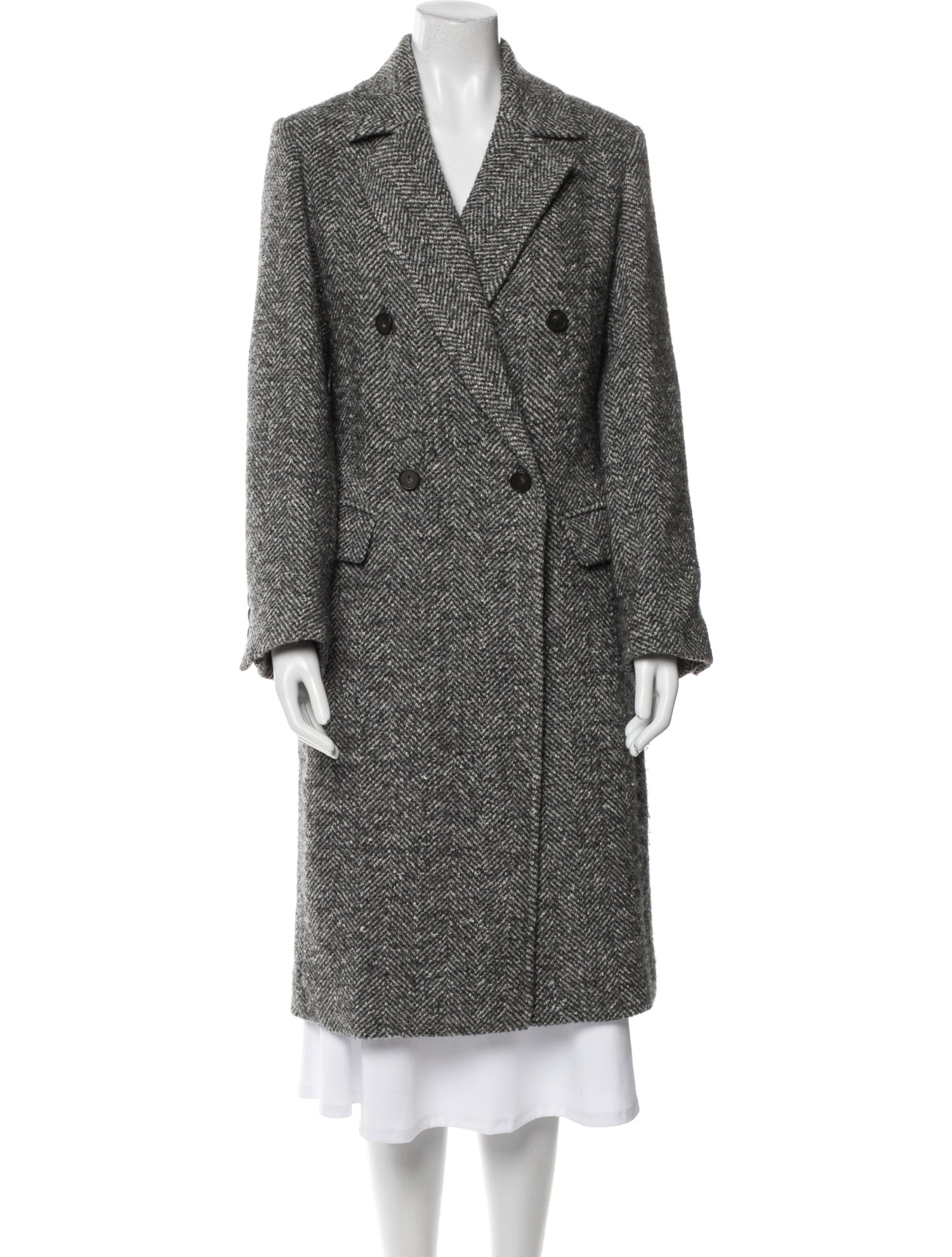 Vince Wool Tweed Pattern Coat