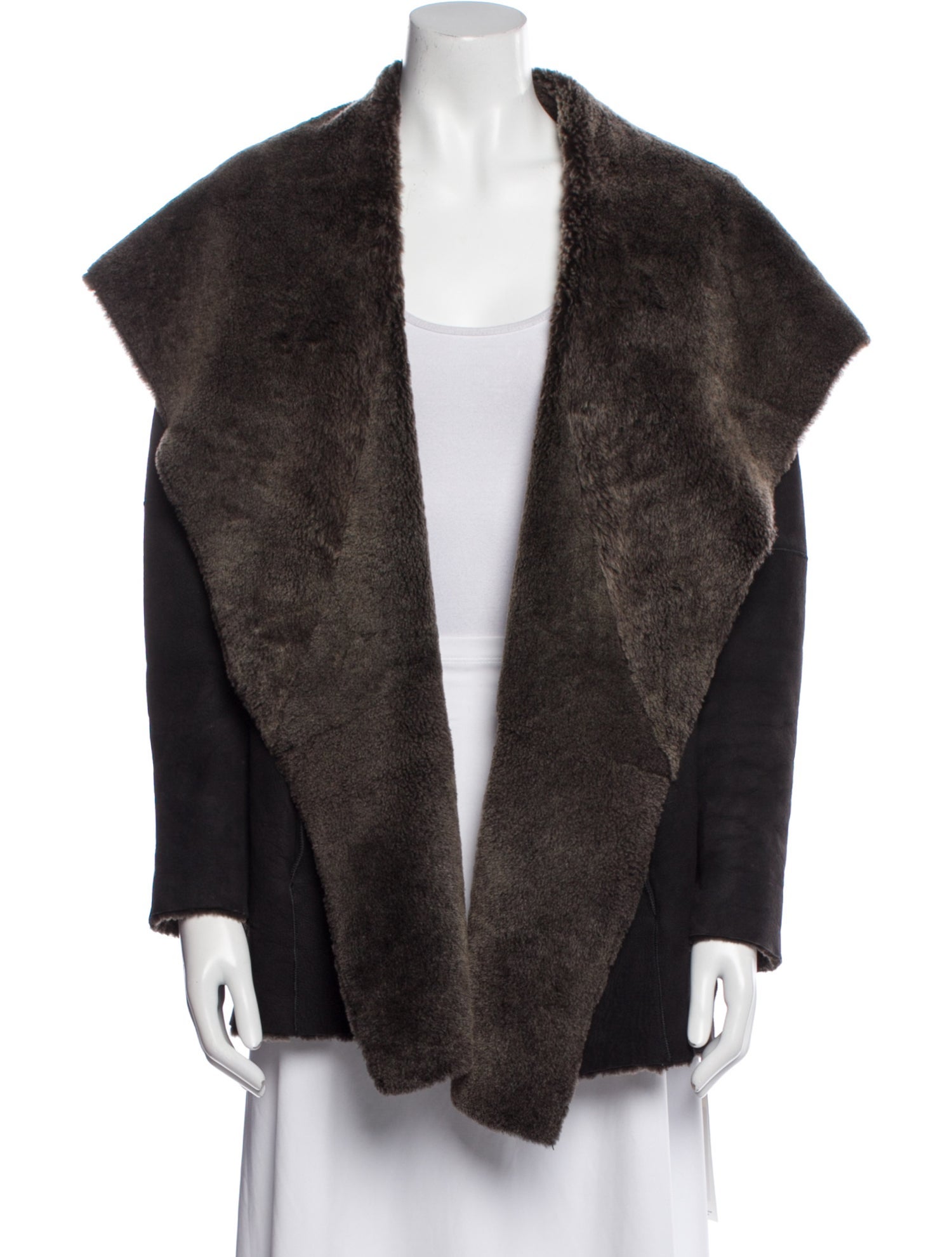Vince Shearling Plaid Print Fur Coat