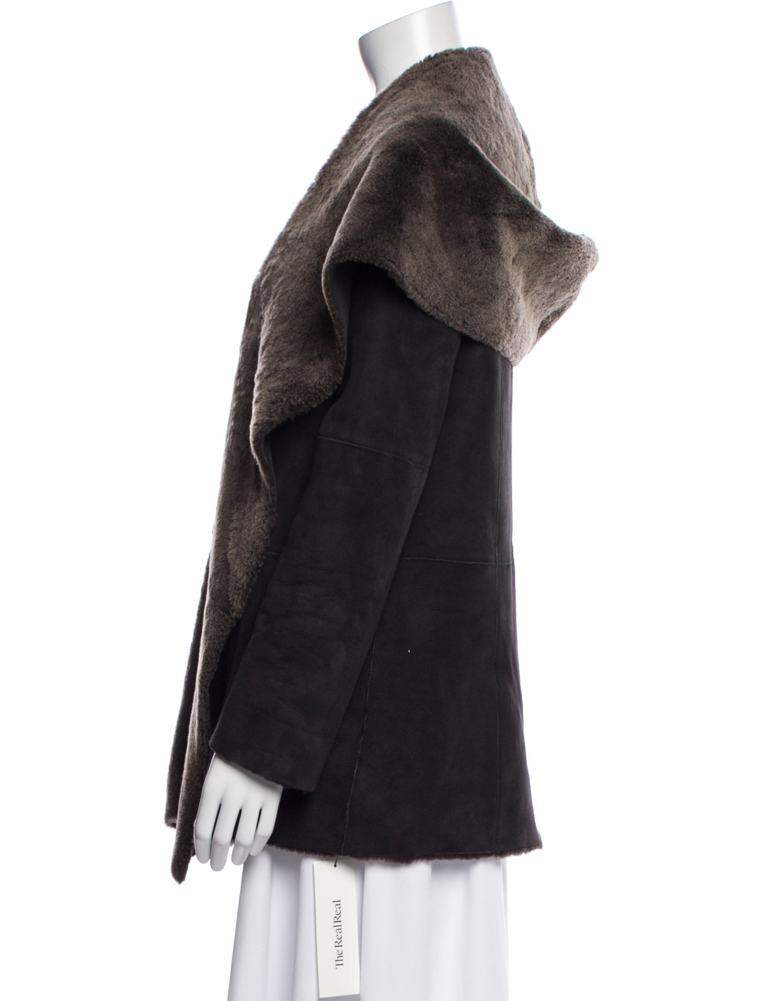 Vince Shearling Plaid Print Fur Coat