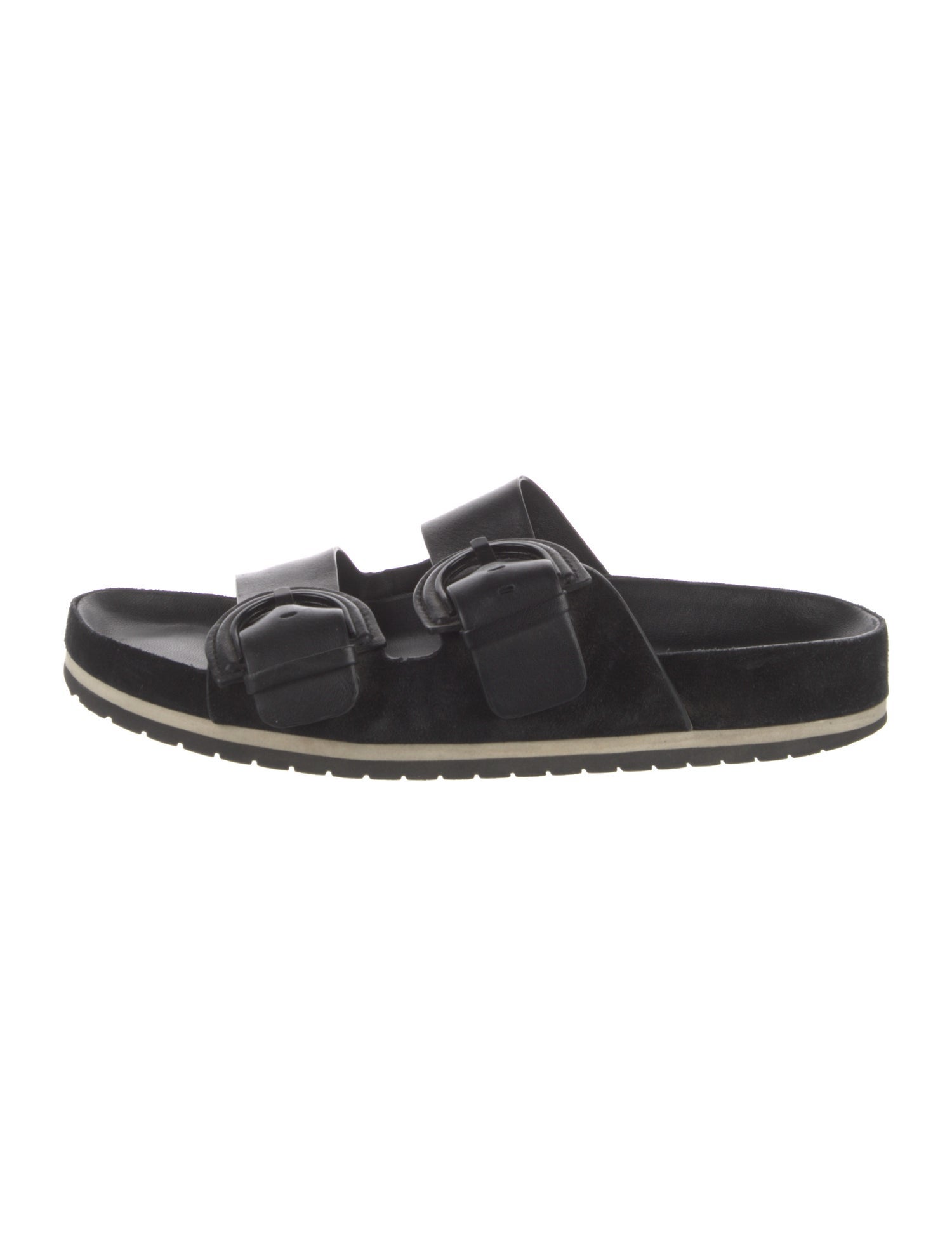 Vince Leather Striped Slides