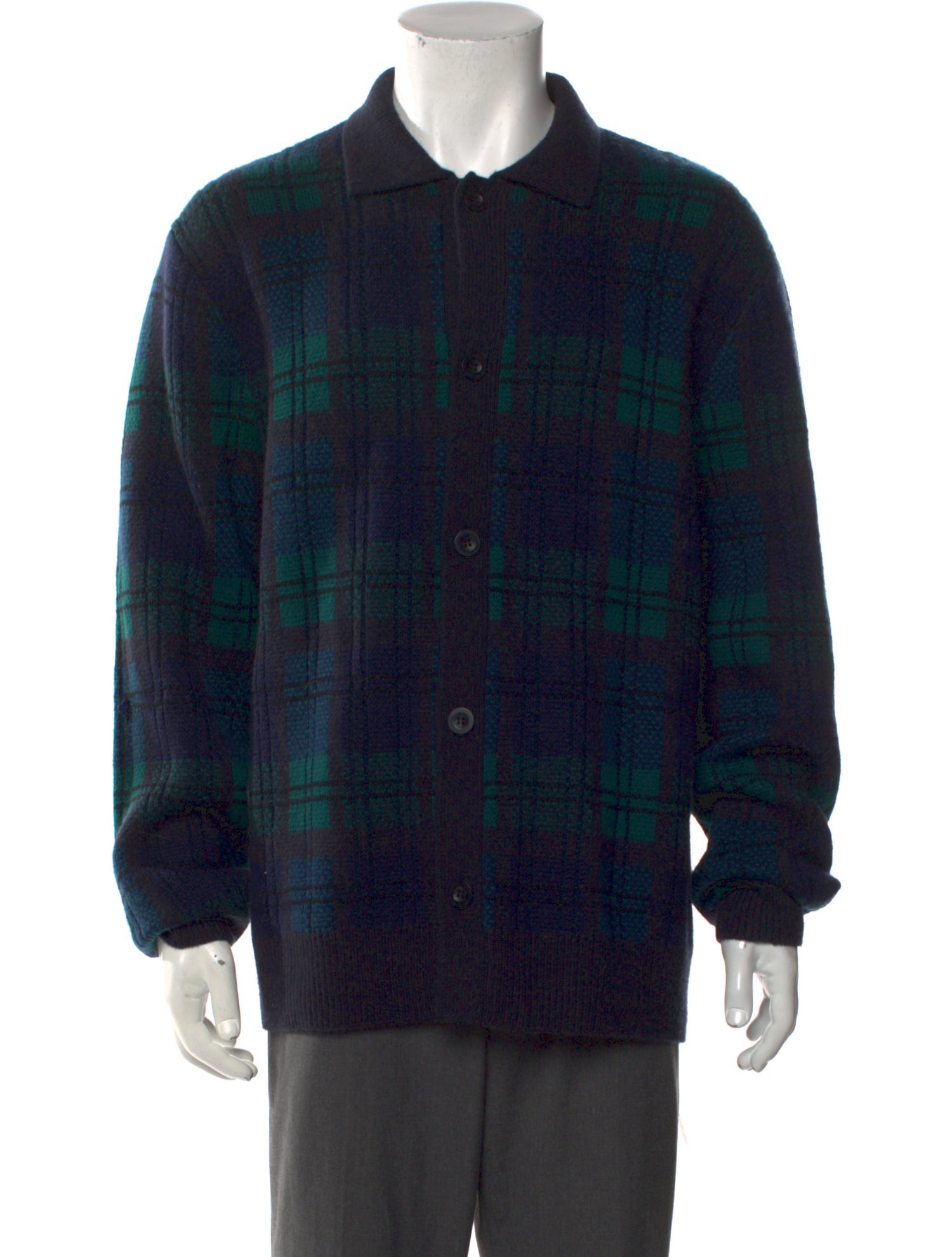 Vince Wool Plaid Print Cardigan