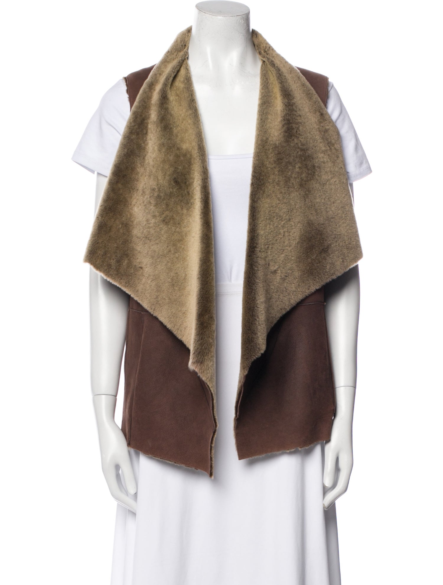 Vince Shearling Colorblock Pattern Fur Jacket