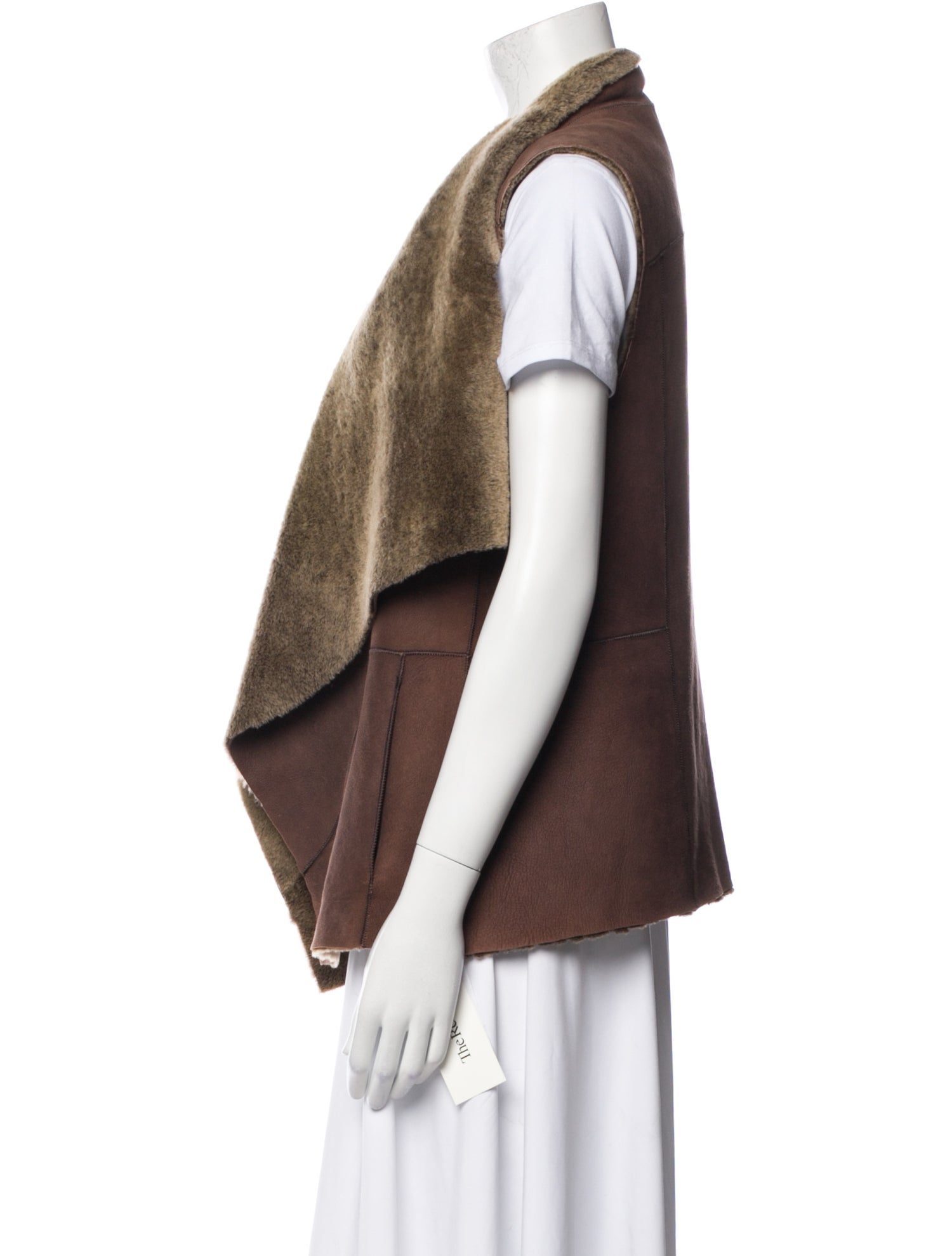 Vince Shearling Colorblock Pattern Fur Jacket