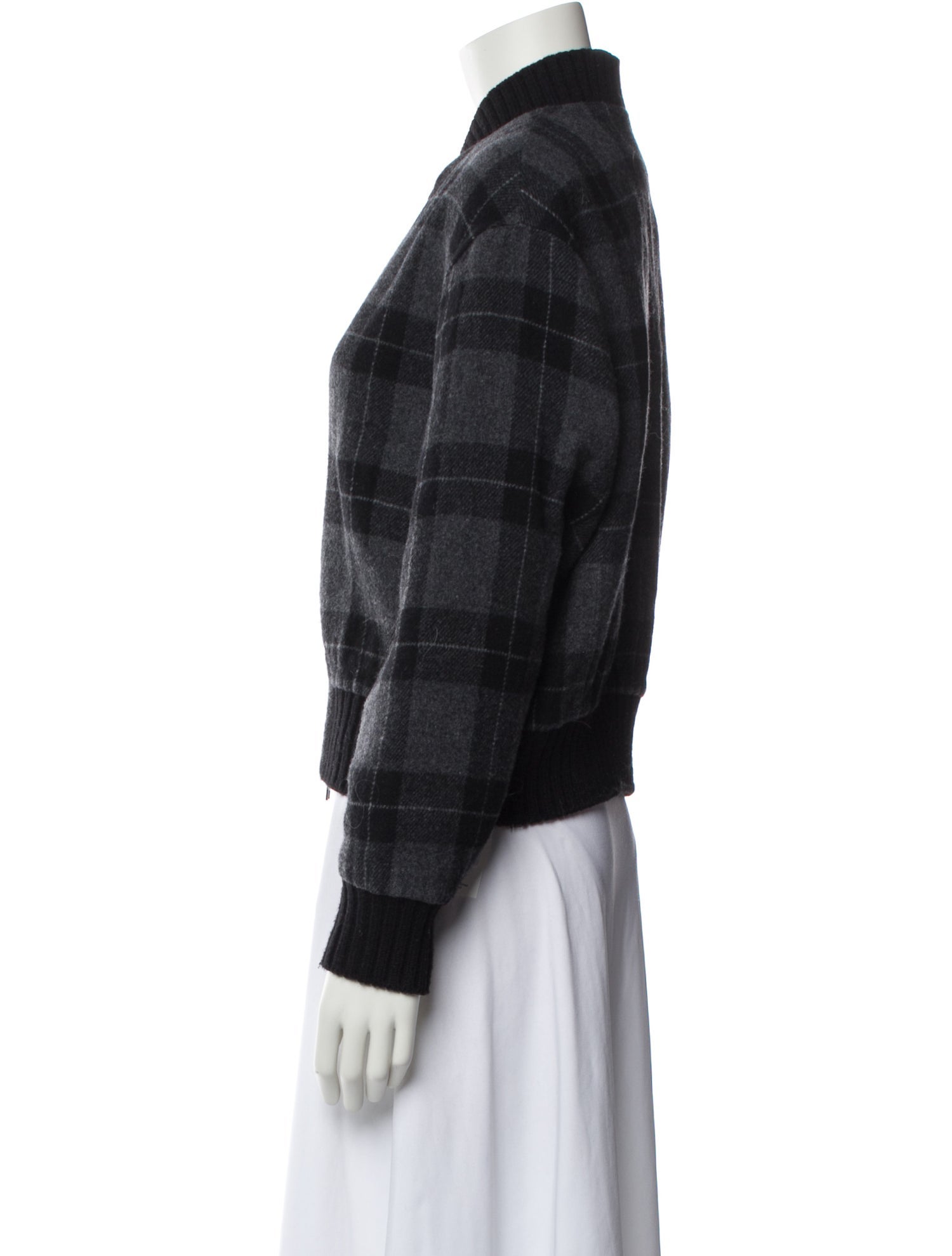 Vince Wool Plaid Print Bomber Jacket