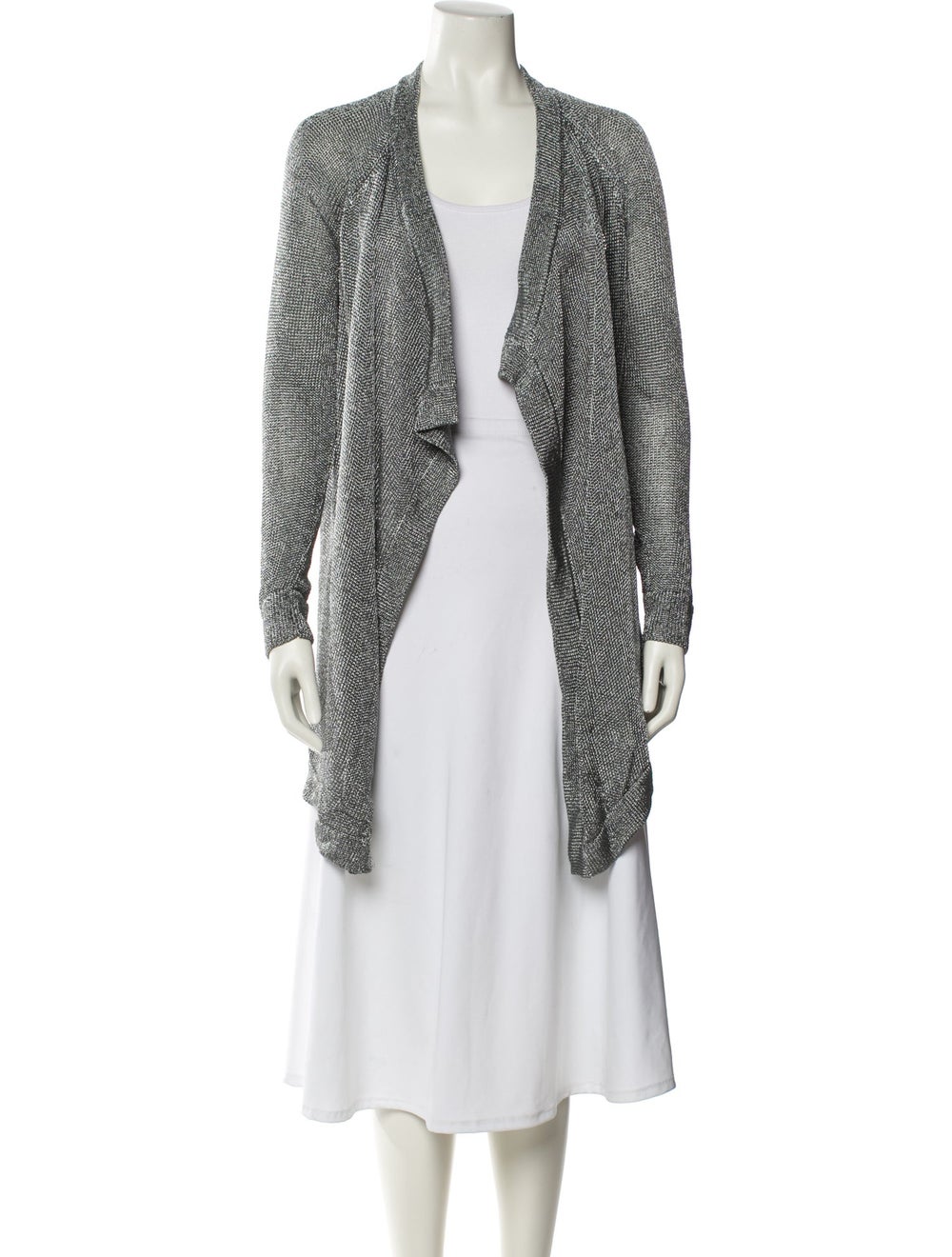 Vince Evening Jacket Silver Tweed Pattern Shawl C… - image 1