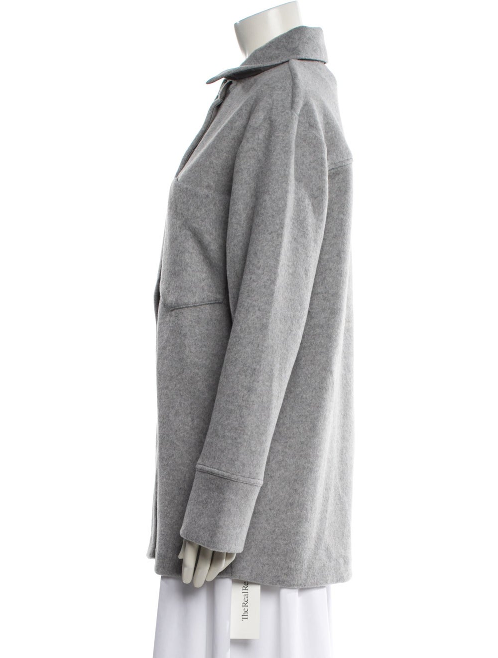 Vince Jacket Grey Pointed Collar Patch Pockets & - image 2