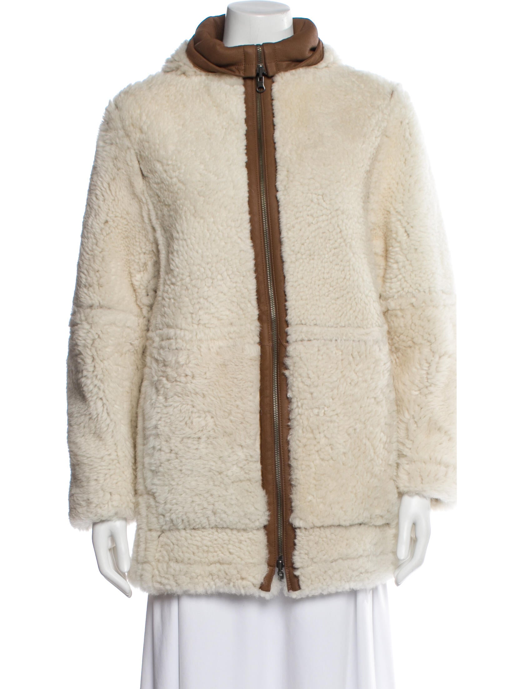 Vince Lamb Leather Colorblock Pattern Fur Jacket