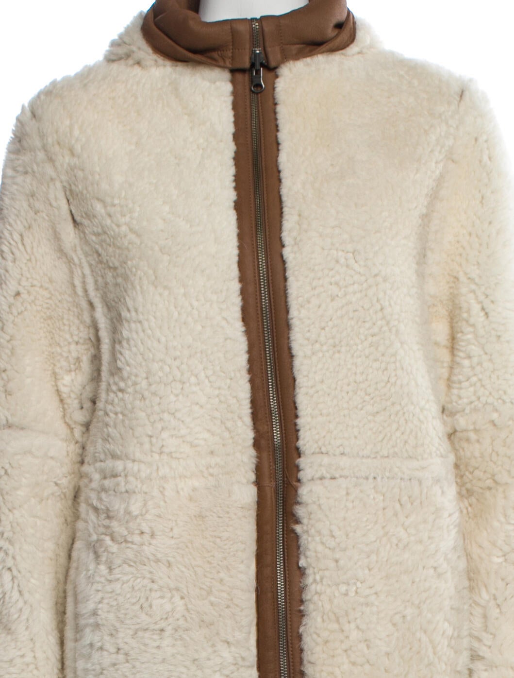 Vince Lamb Leather Colorblock Pattern Fur Jacket