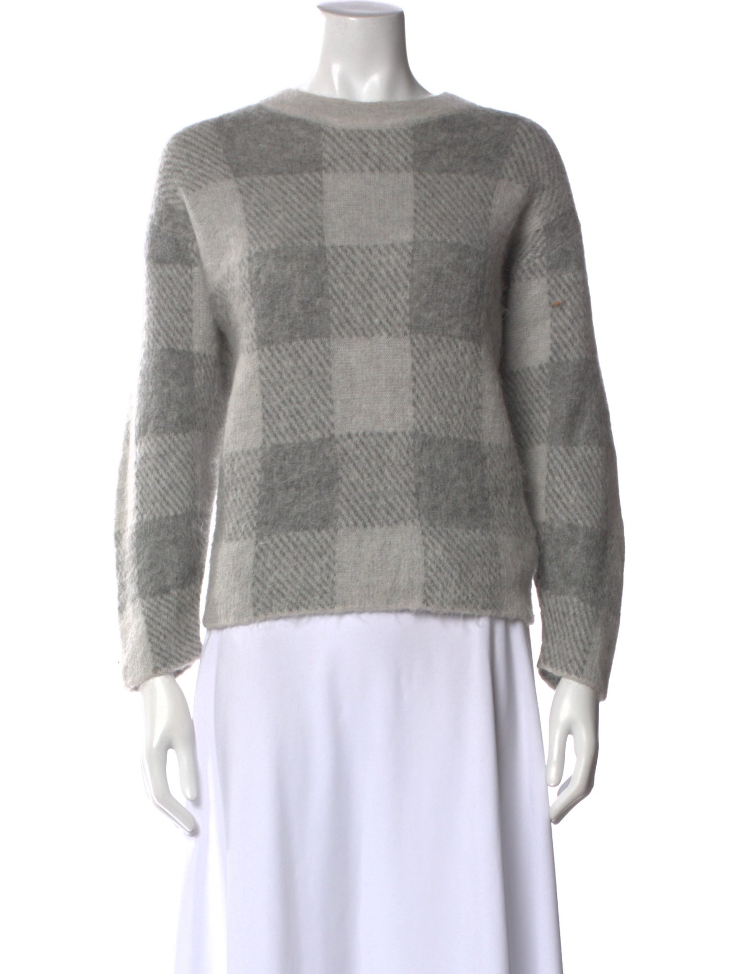 Vince Plaid Print Crew Neck Sweater