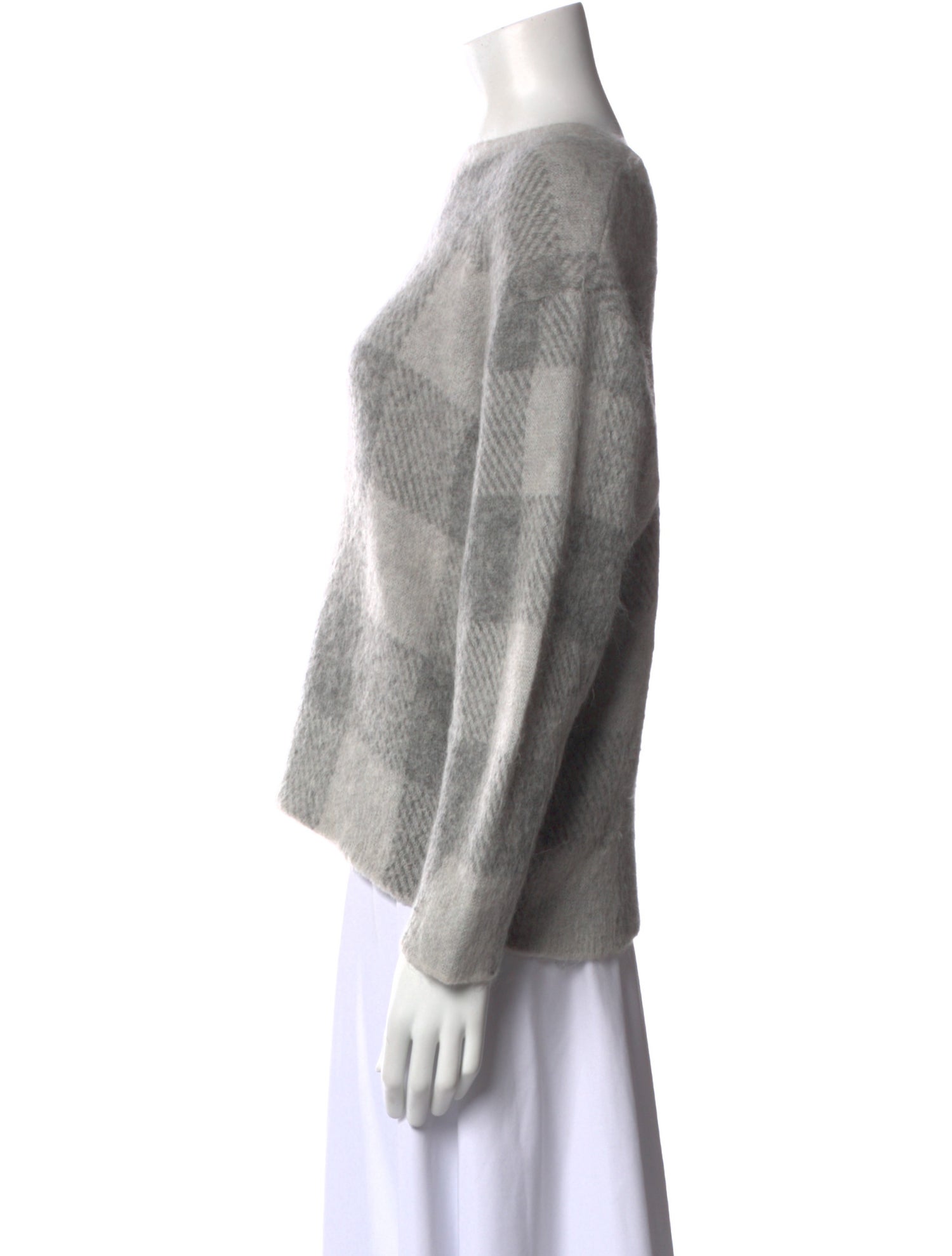 Vince Plaid Print Crew Neck Sweater