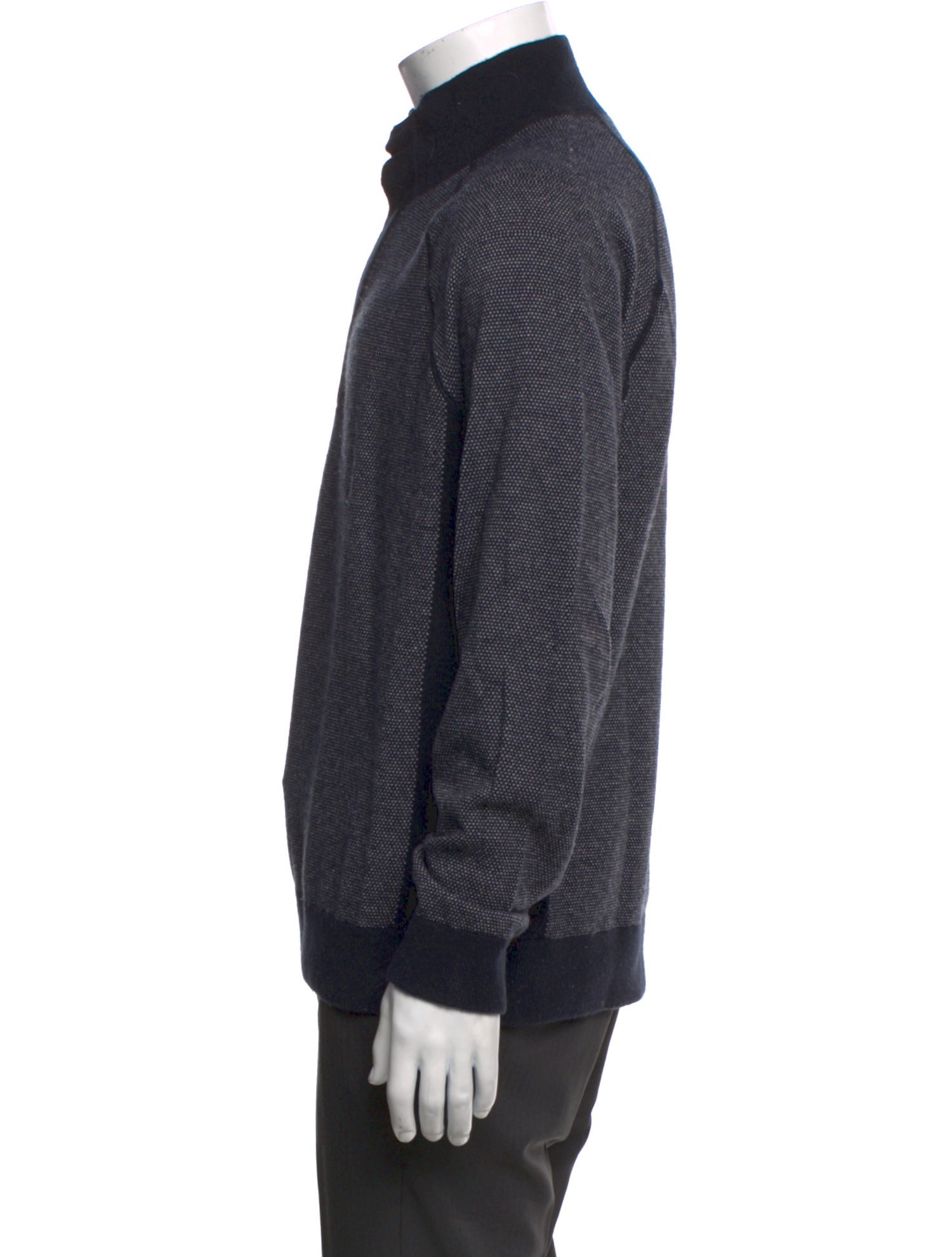 Vince Wool Colorblock Pattern Polo Sweater