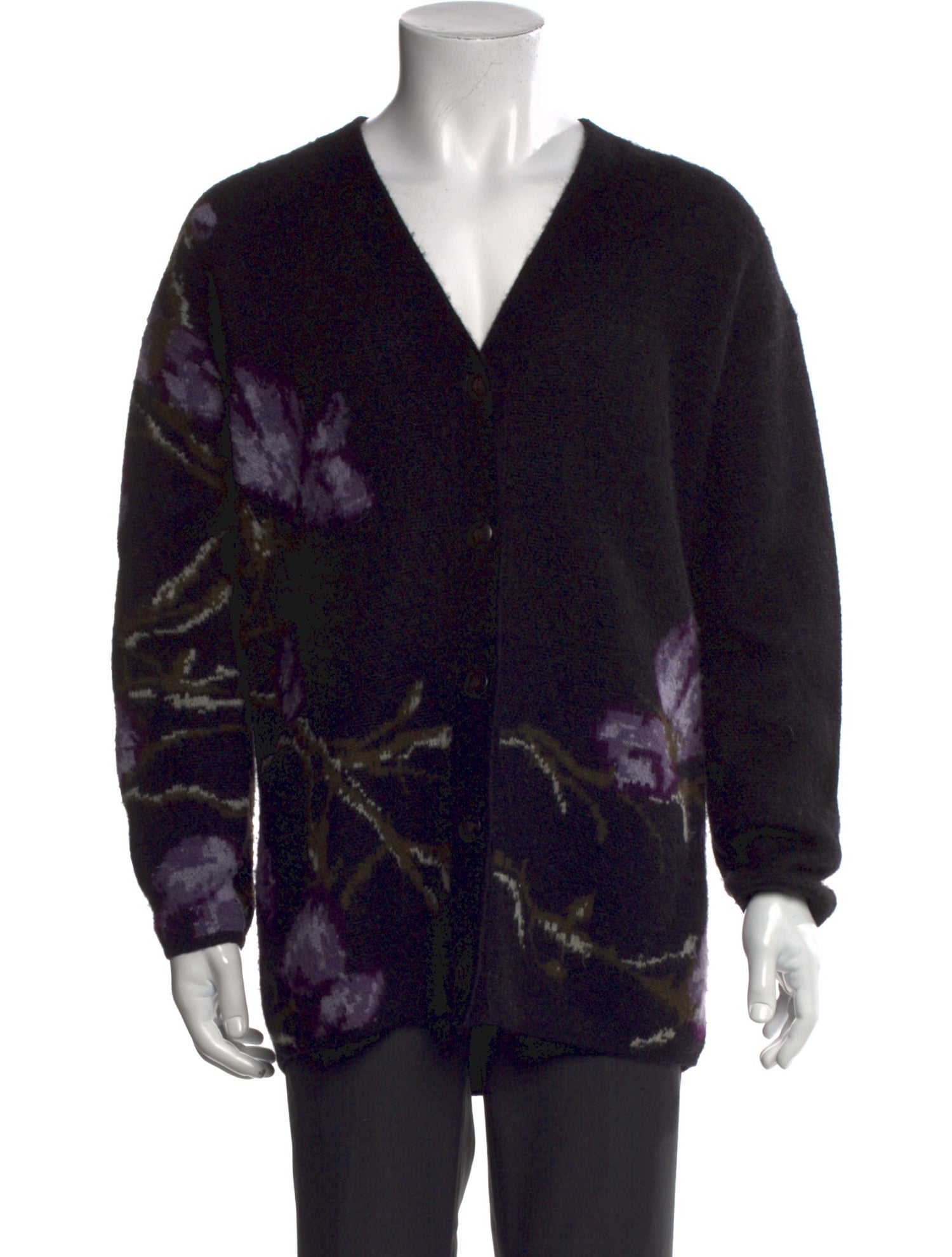 Vince Printed V-Neck Cardigan