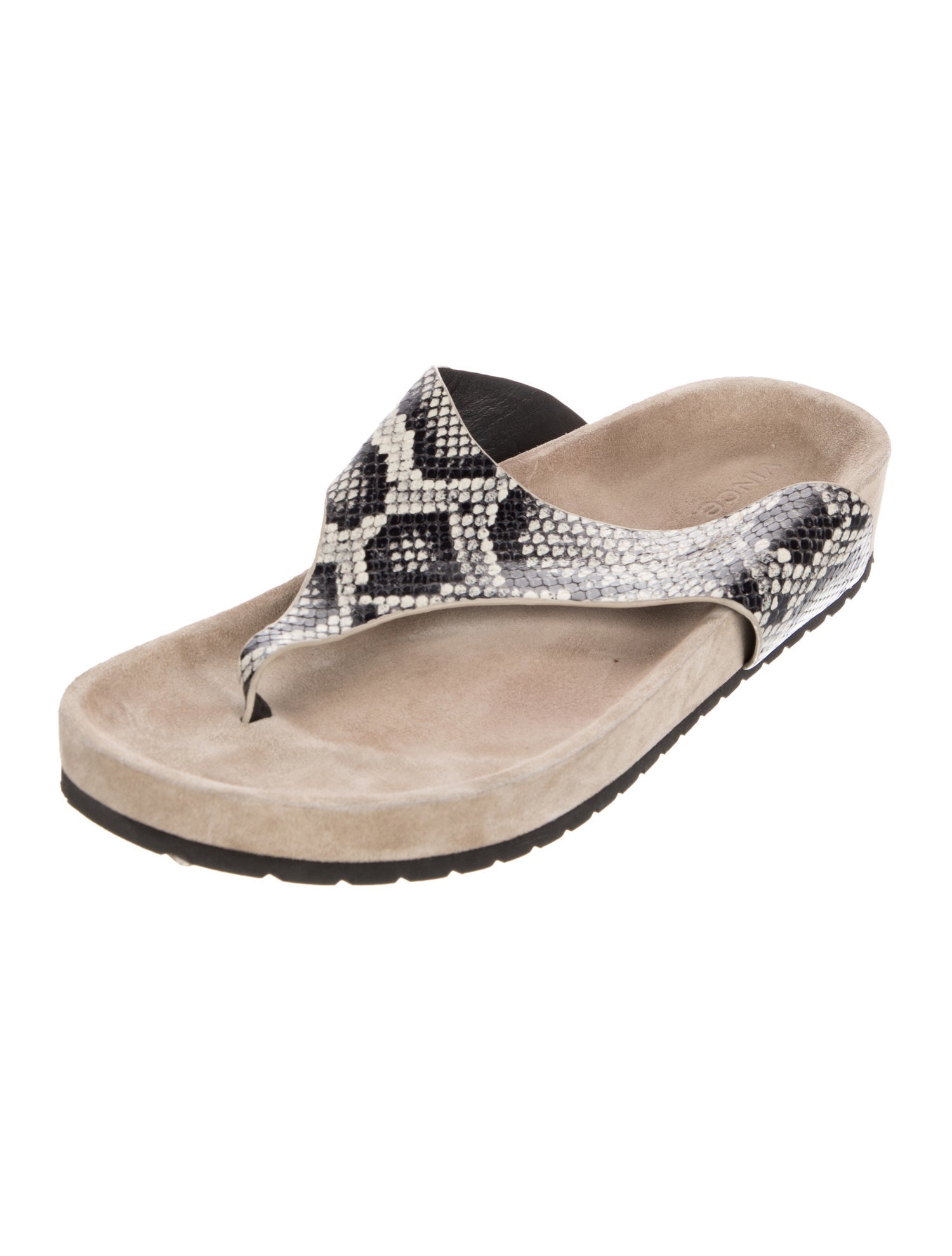 Vince Leather Animal Print Slides