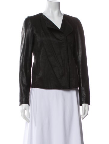 Pre-owned Vince Linen Biker Jacket In Black