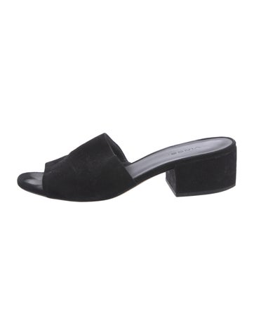 Pre-owned Vince Suede Slides In Black