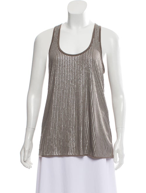 Vince Sequined Sleeveless Top Brown
