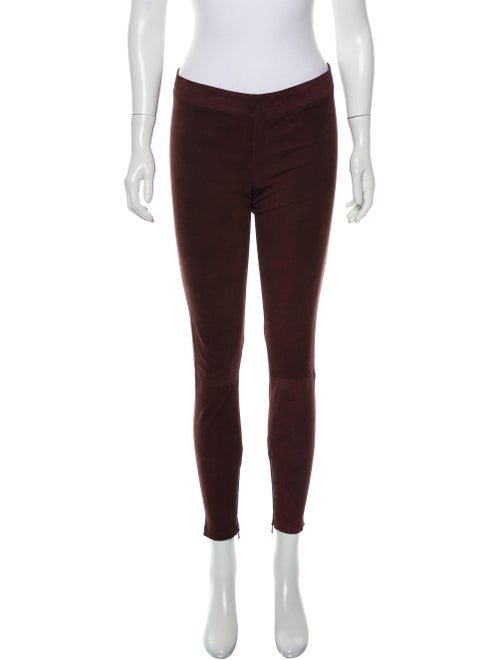 Vince Leather Skinny Leg Pants Red