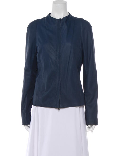 Vince Leather Jacket Blue