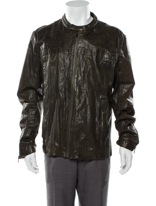 Vince Leather Moto Jacket Green