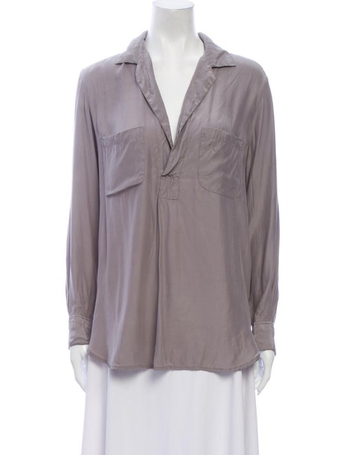 Vince Silk Long Sleeve Blouse Grey