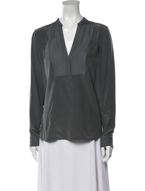 Vince Silk V-Neck Blouse Grey
