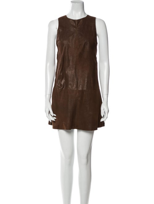 Vince Leather Mini Dress Brown