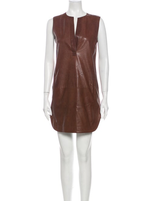 Vince Leather Mini Dress Brown