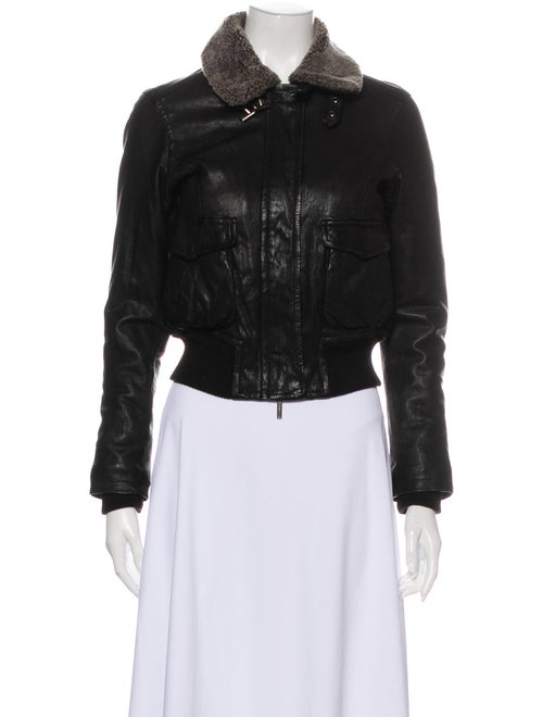 Vince Leather Bomber Jacket Brown