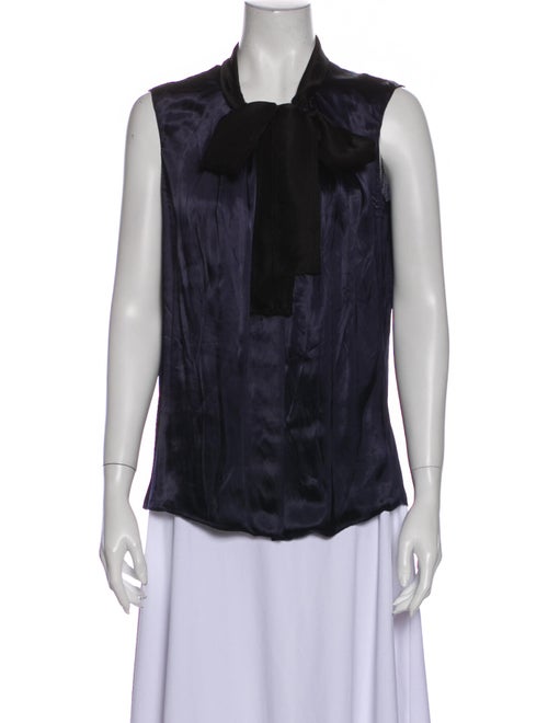 Vince Tie Neck Sleeveless Blouse Black