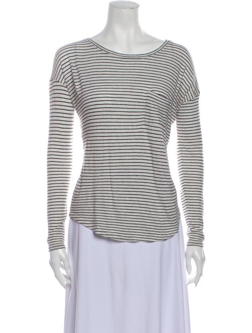Vince Striped Scoop Neck T-Shirt Black