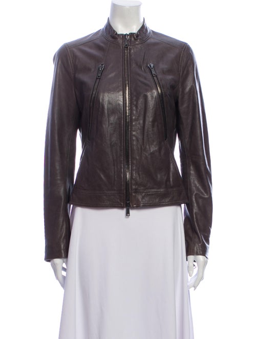 Vince Leather Biker Jacket Green