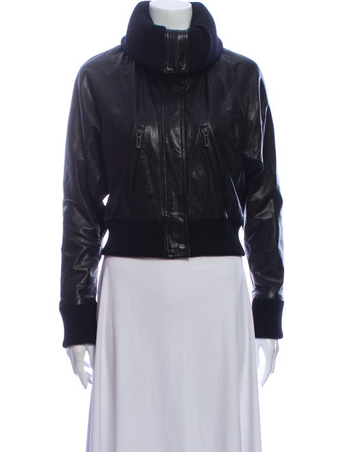 Vince Leather Bomber Jacket Black