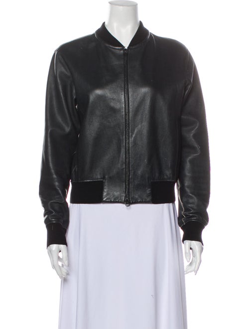 Vince Leather Bomber Jacket Black