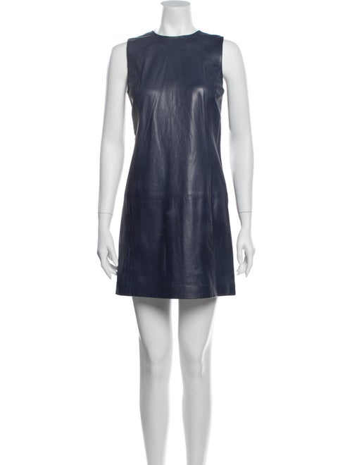 Vince Leather Mini Dress Blue