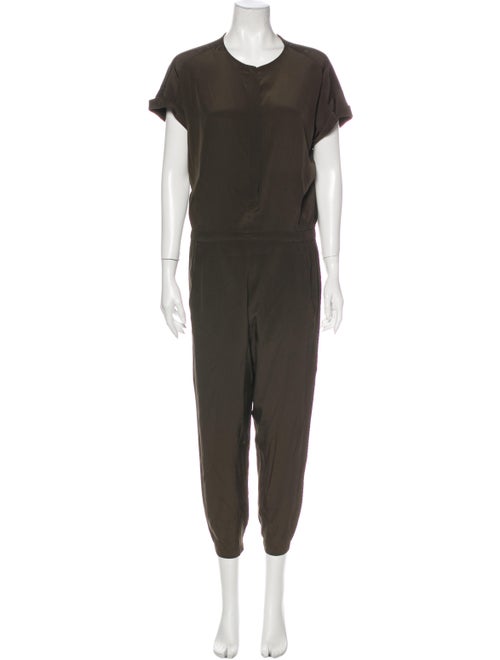 Vince Silk Crew Neck Jumpsuit Green