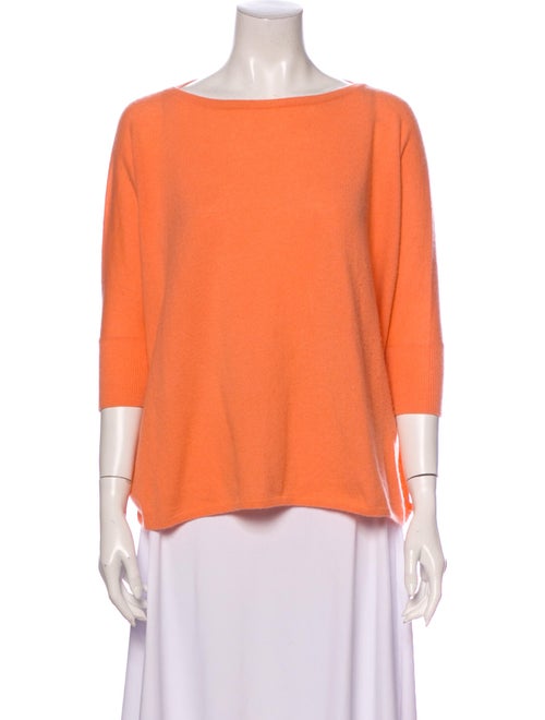 Vince Cashmere Bateau Neckline Sweater Orange