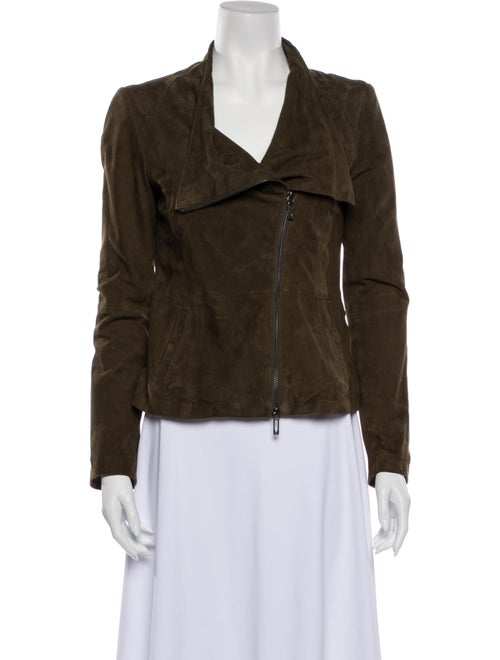 Vince Leather Biker Jacket Green