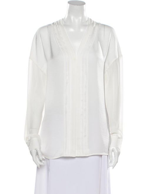 Vince V-Neck Long Sleeve Blouse White