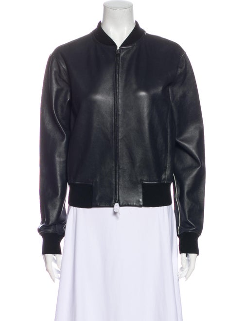 Vince Leather Bomber Jacket Black