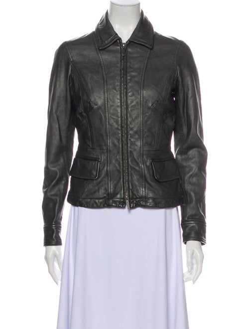 Vince Leather Biker Jacket Grey