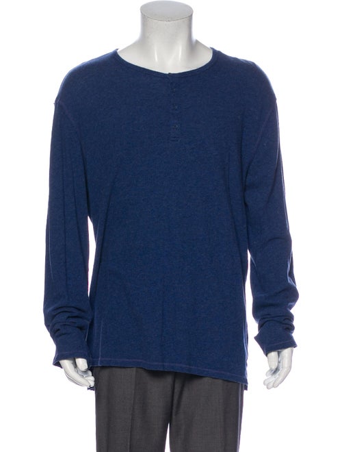 Vince Crew Neck Long Sleeve Henley Blue
