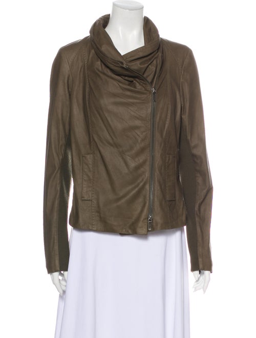 Vince Leather Biker Jacket Green