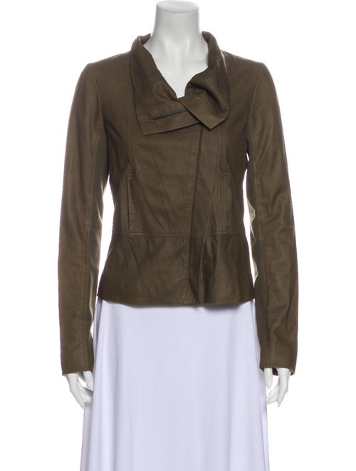 Vince Leather Biker Jacket Green