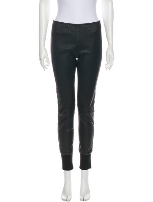 Vince Leather Skinny Leg Pants Black