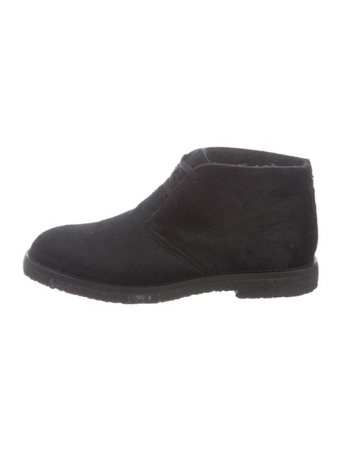 Vince Calf Hair Lace-Up Boots Black
