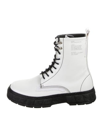 VIRÓN Leather Raw-Edge Trim Lace-Up Boots