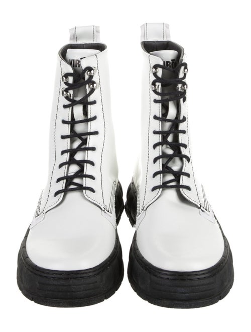 VIRÓN Leather Raw-Edge Trim Lace-Up Boots