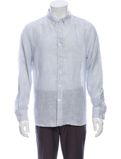 Venroy Linen Striped Shirt Blue