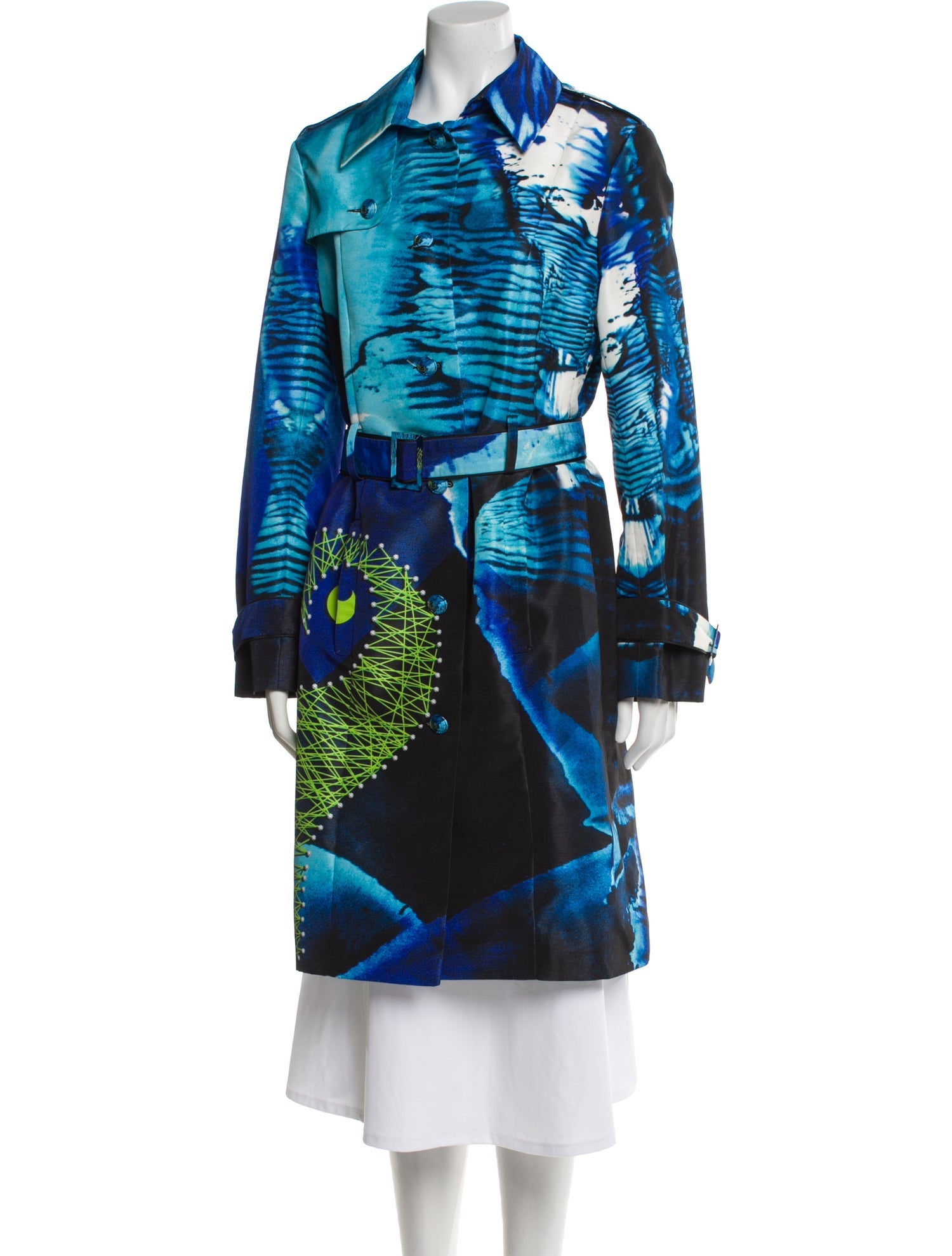 Vanessa G. Tie-Dye Print Trench Coat