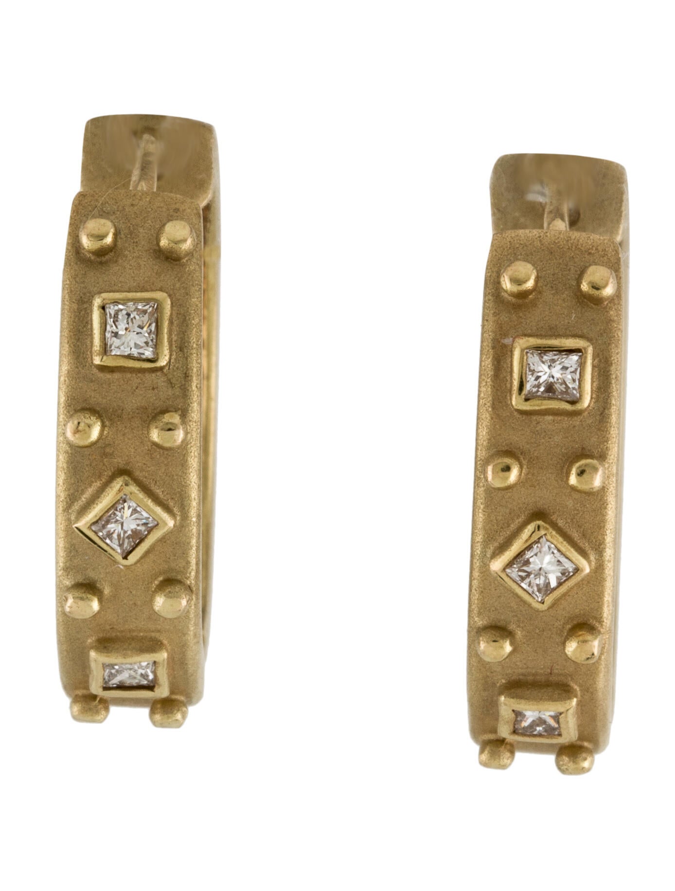 Maz 14K Diamond Hoop Earrings 14K Yellow Gold Hoop, Earrings